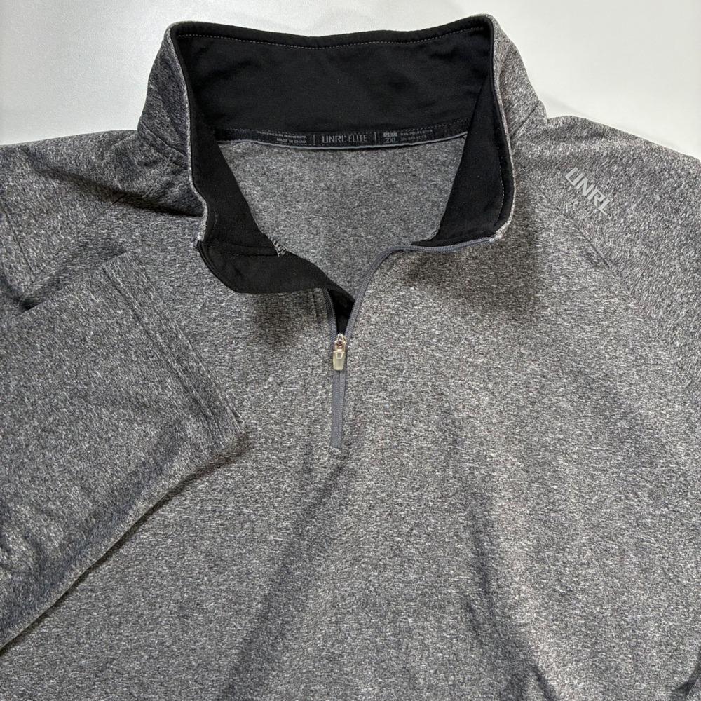 UNRL Elite Quarter Zip Pullover 2XL Gray Heathered Performance Stretch 1/4